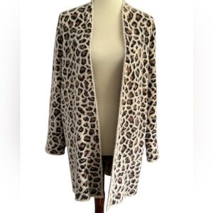 Alya Francesca's Collection Leopard Print Open Long Line Cardigan Size Small